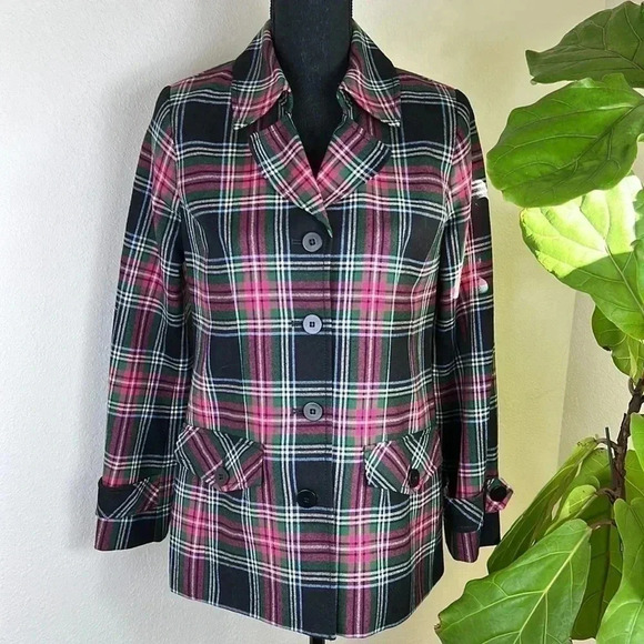 Pendleton Women’s Red Plaid 100% Wool Lined Jacket Coat Shirt Size 8 - Picture 1 of 14